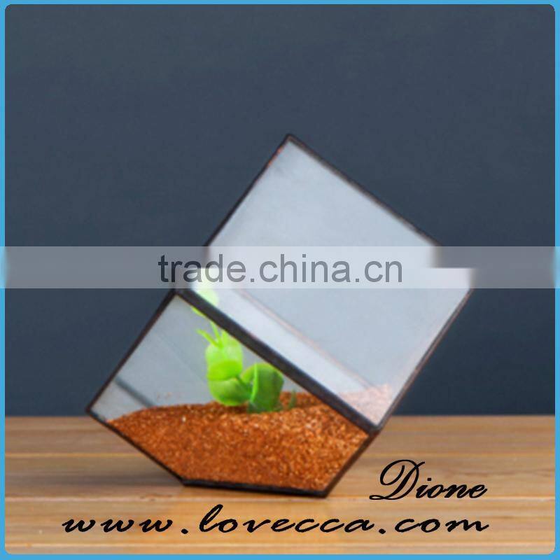 Lovely Various Size Flowers Artificial Wedding Metal Copper Glass Terrarium/Geometric Glass Terrarium Metal