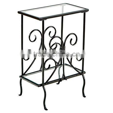 Decorative Living room Scrolled metal and coffee Glass Table