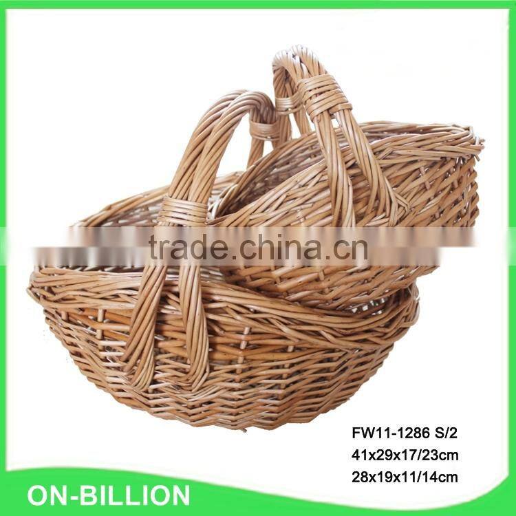Set of 2 cheap natural wicker decorative baskets