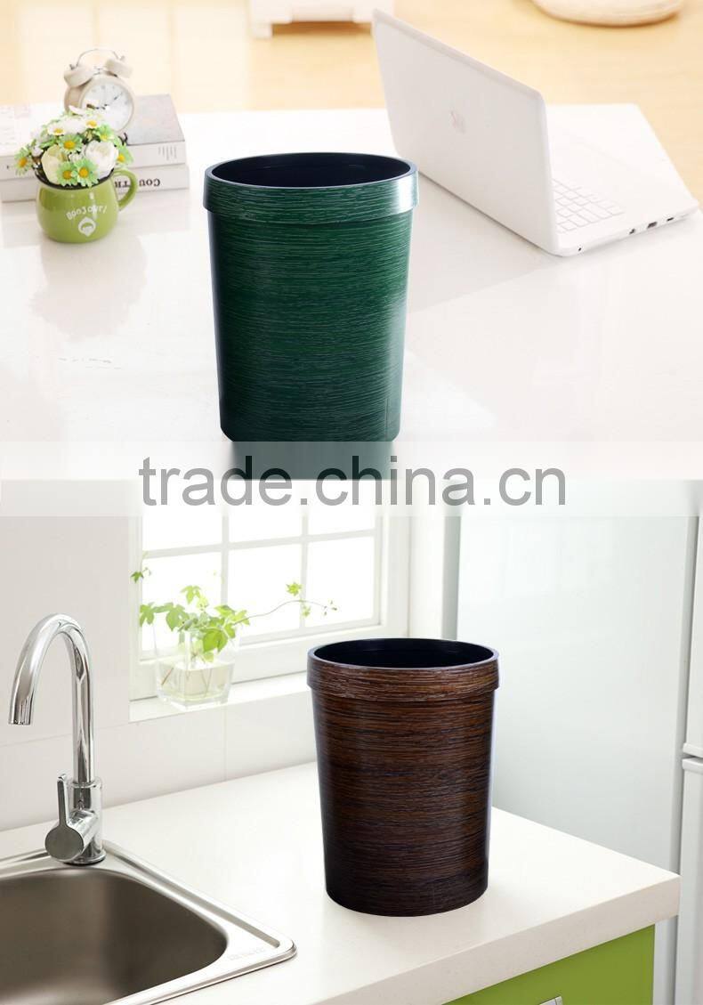 Plastic trash bin, plastic trash bin with Wood grain , decorative trash bin
