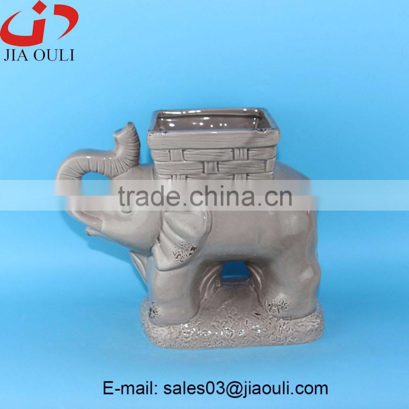 Antique Animal flower pot, Ceramic Elephant planter