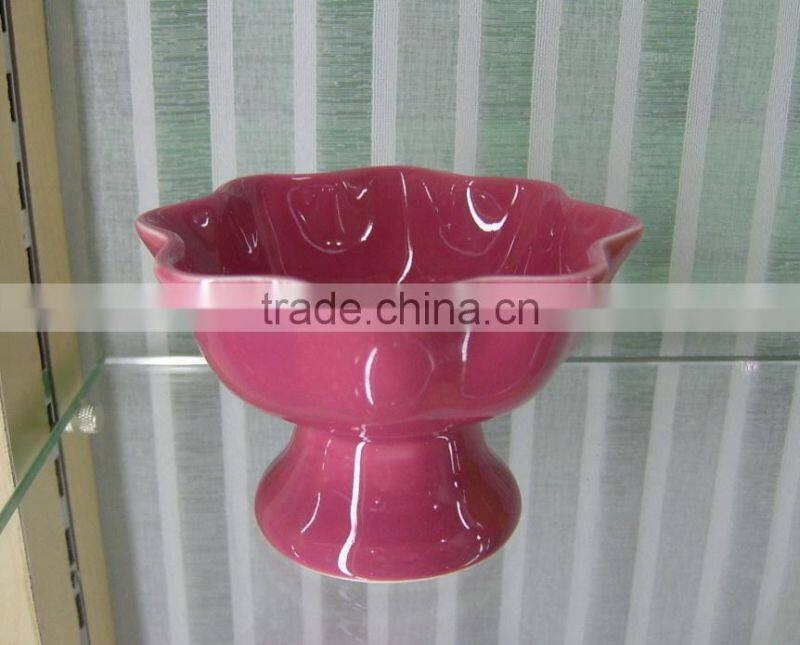 4.3" flower shape grey color personalized ceramic ice cream sundae bowls