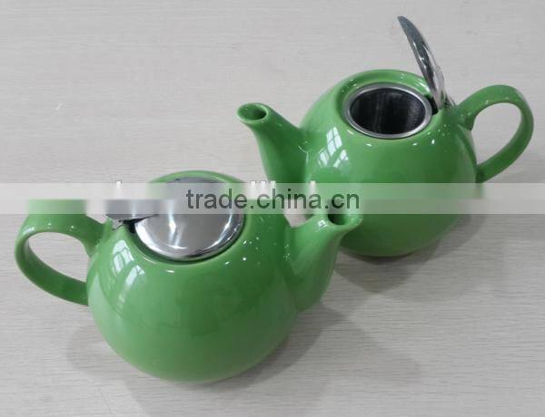 BTHJC-5 Ceramic green teapot with S/S lid and fliter
