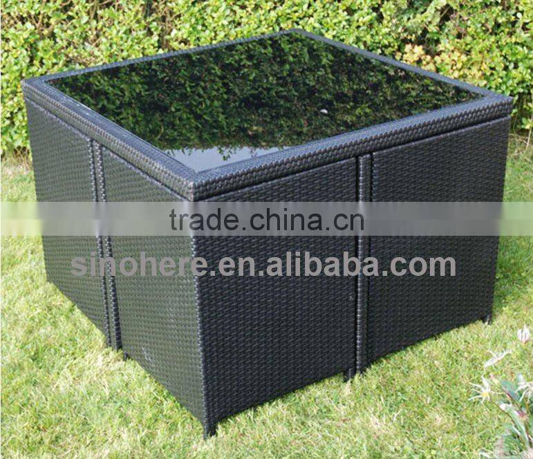 Top seller grey cube rattan wicker furniture Sofa Set