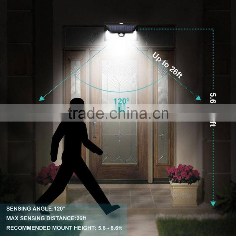 24 LED solar motion sensor light With 5 LEDs Both Side, 120 Degree Wide Angle Motion Sensor, outdoor Wall Lights for Patio