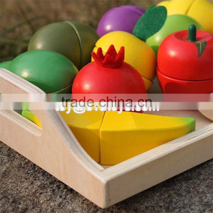 Pretend play kitchen toys wooden cutting fruit set for children W10B185