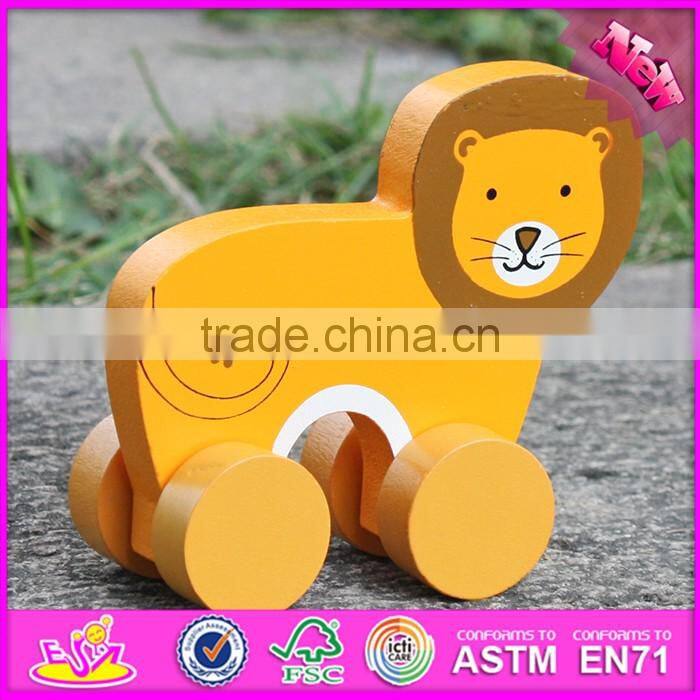 2017 New products kids lion car toy wooden toy plans W04A320