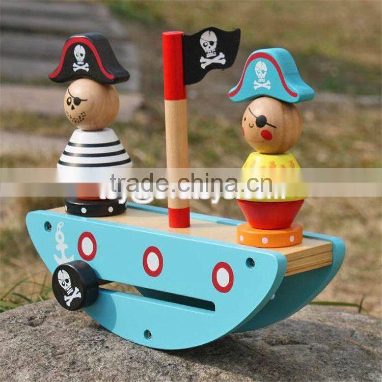 New design pirate toy wooden stacking balance blocks for kids W11F056