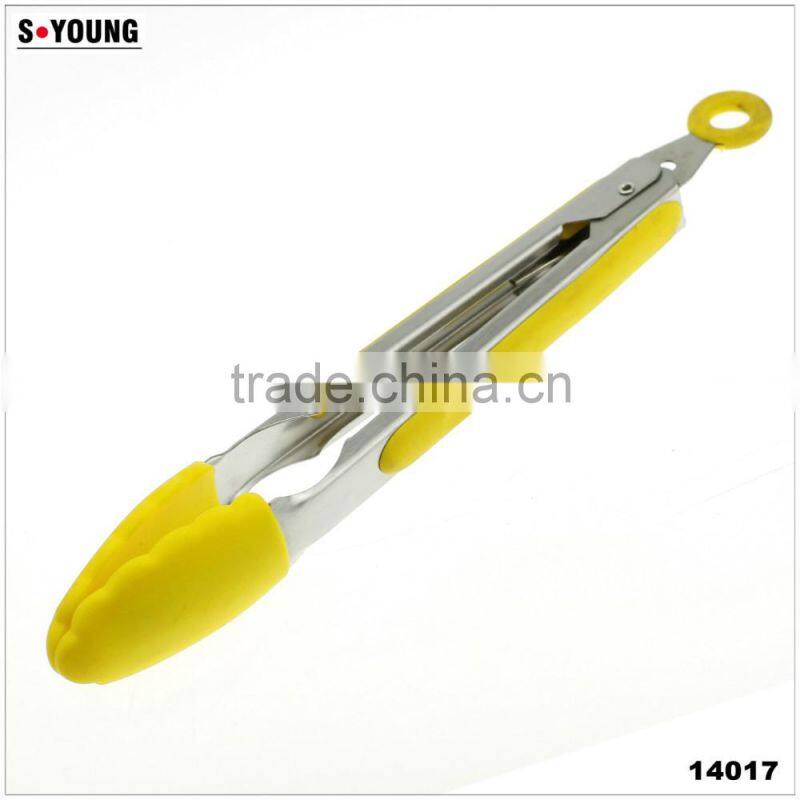 14017 Kitchen and Barbecue Grill Tongs Silicone BBQ Cooking Stainless Steel Locking Food Tong Salad Tongs