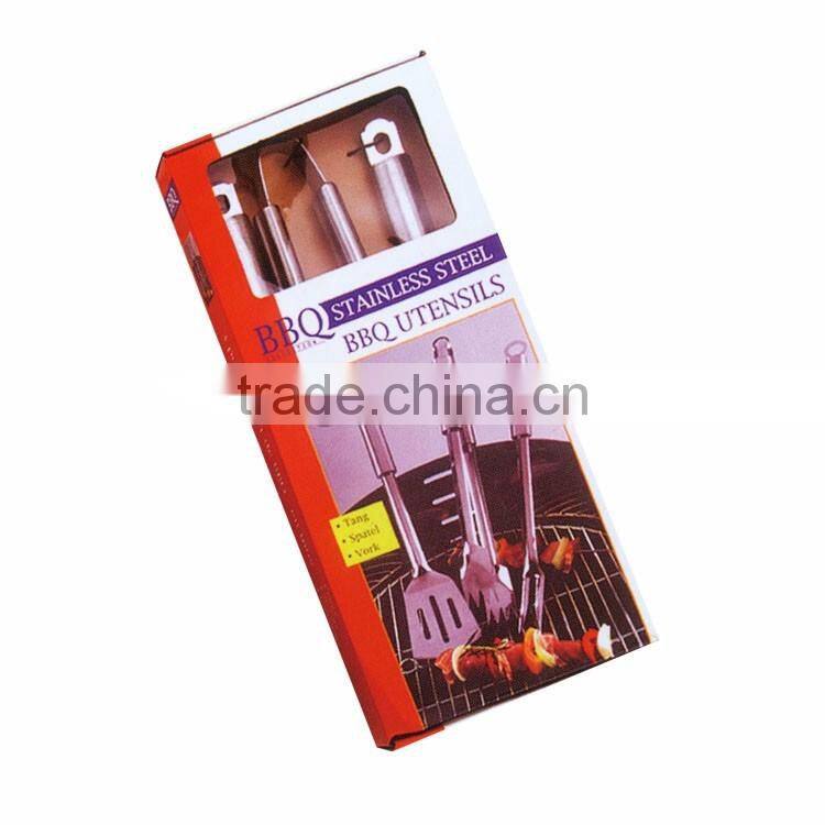 3pcs multi-function stainless steel outdoor barbecue tool set