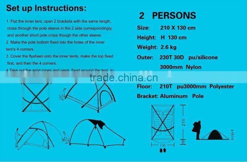 Specific nylon double layer 1-2persons camping tent