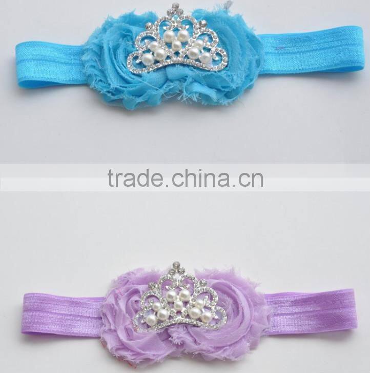 New Princess Elastic Crown flower Headband Pearls Tiara Baby Girl Headband