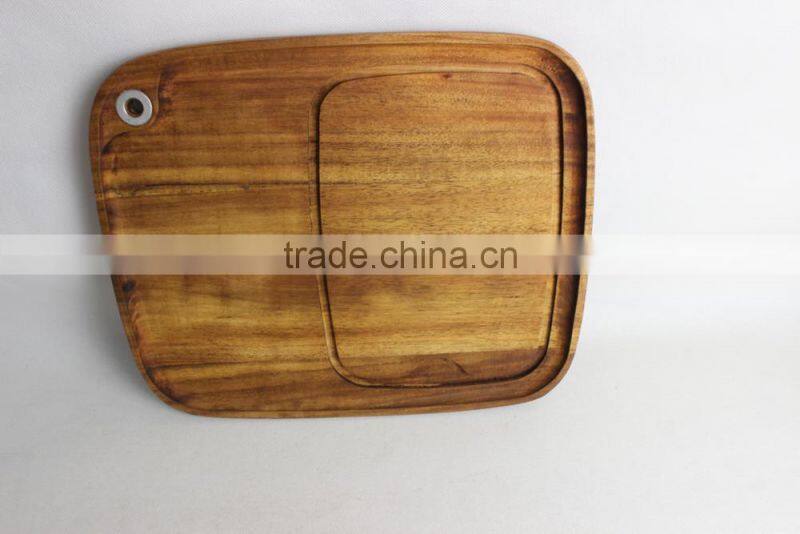 Cheap Acacia wood plate Serving Fruit Plate Wooden Steak Plate