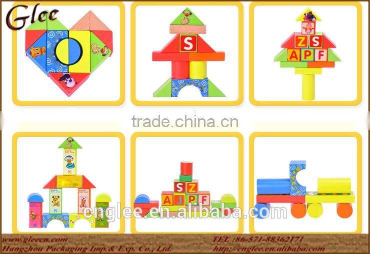Child educational wooden building block toys