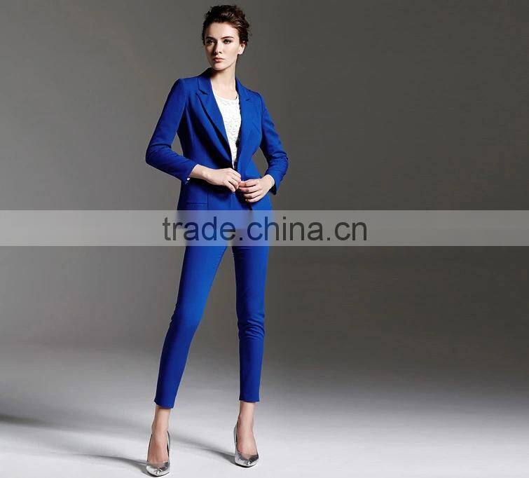 2014 New Style Jewelry Blue Slim Fit Long Sleeve Ladies Suit