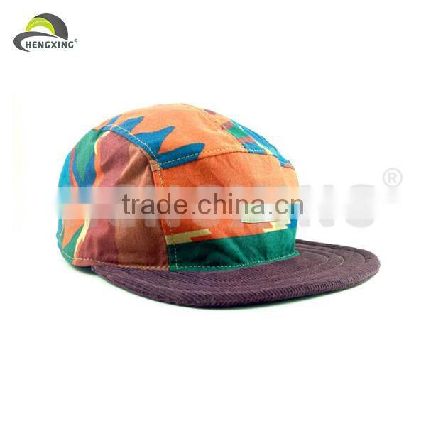 Tie Dyed Lether Strap Floral Blank Wholesale Custom 5 Panel Hats