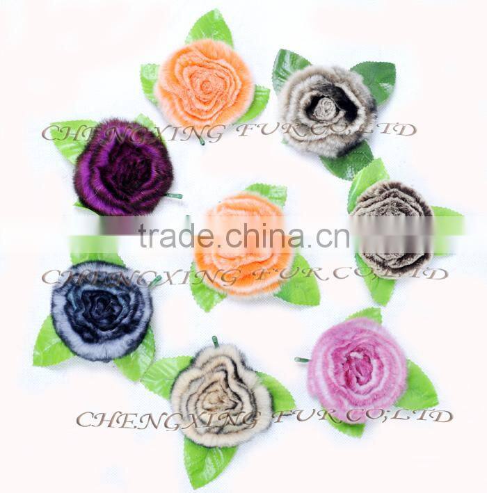 CX-A-33 High Quality Genuine Rex Fur Flower Decoration Brooches Pin