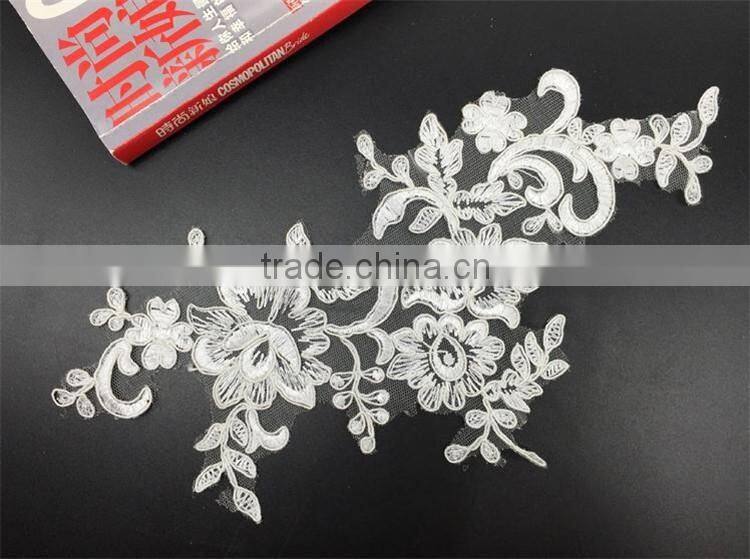 Wholesale exquisite bridal lace applique Embroidery Lace White Applique