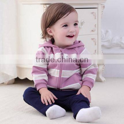 Baby Striped Hoodies Custom Toddler's Autumn Warm Hoody Zip Up Sweatshirt Wholesale