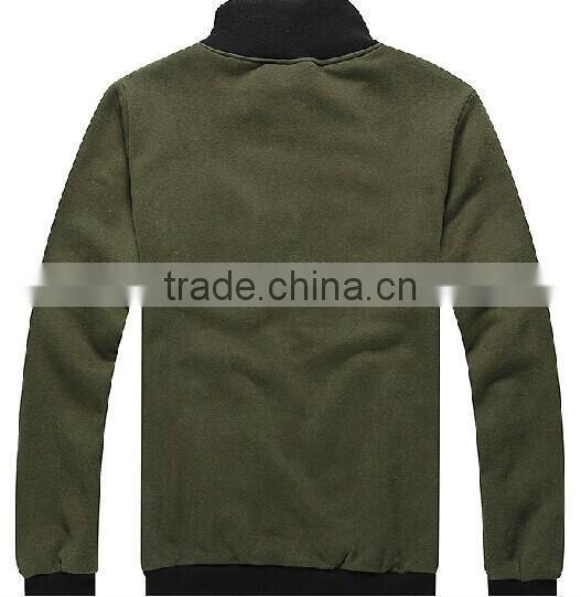 Winter Autumn New Arrival Fleece Pure Cotton Long Sleeve Jacket With Rib Collar & Cuff & Bottom Hoodie Without Hood
