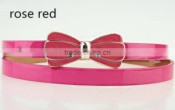 new arrival fashion design high quality with flower design alloy metal buckle women slim PU leather belt