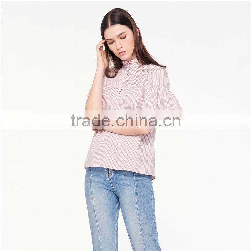 2017 OEM Loose-fitting Grandad-style Neckline Blouse Cloth Online