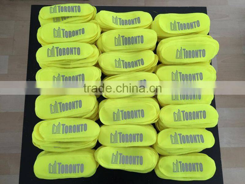 Heat transfer printed reflective logo on patch which used on safety clothing