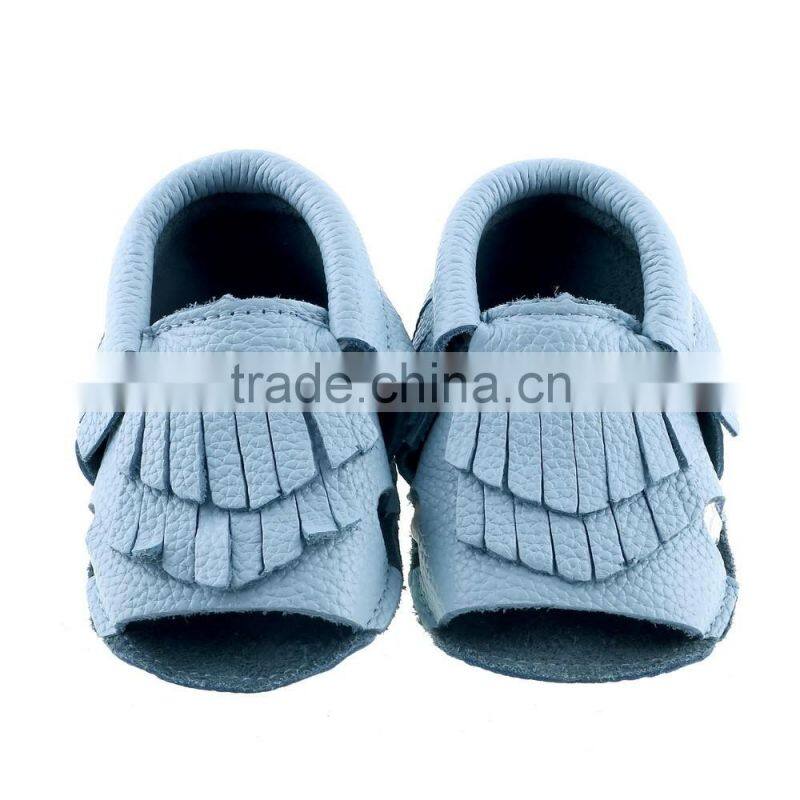 100% cow leather baby summer fringed moccs