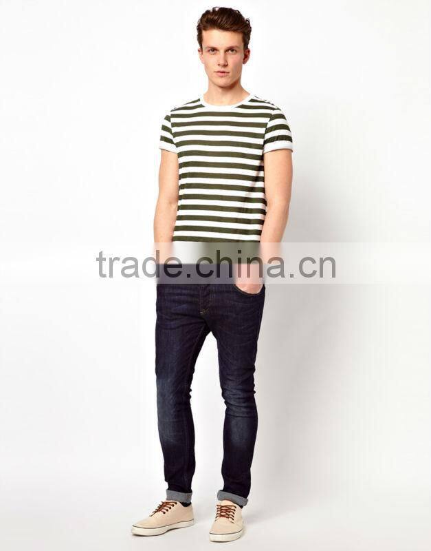 100% Cotton Stripe Men's Tee Shirt