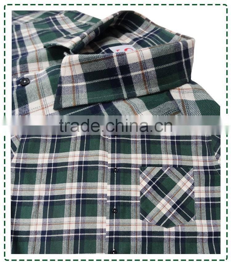 2017 latest long sleeve blue plaid 100% cotton flannel men shirt