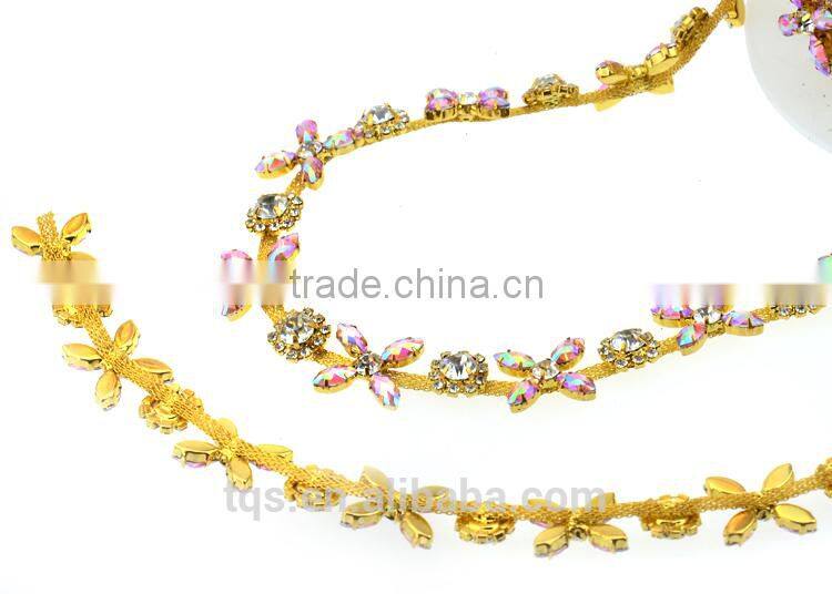 Rhinestone Brass Cup Chain