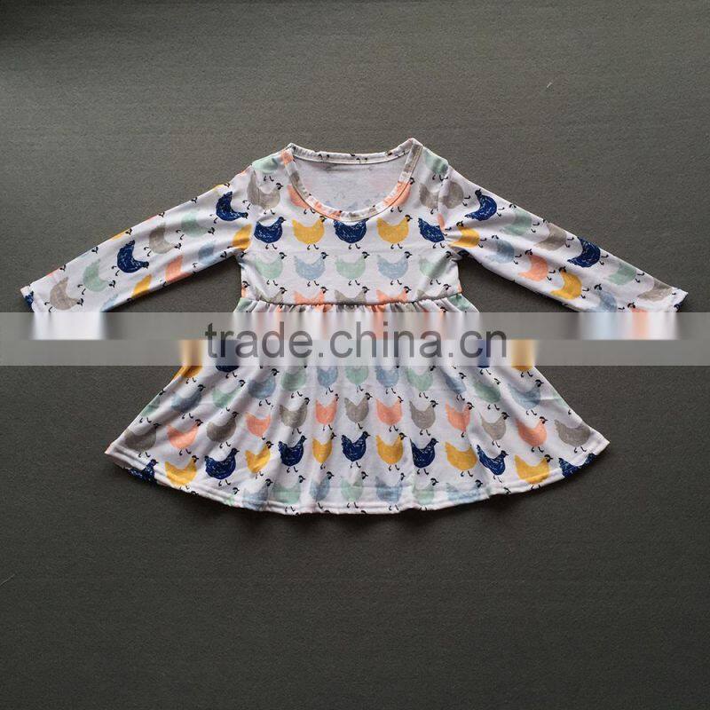 Wholesale Little Girls Frock Design Cotton Dress Long Icing Ruffle Sleeves Fall Clothes For Kids