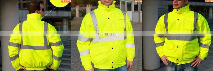 100% polyester safety reflective waterproof raincoat 3 in 1 jacket