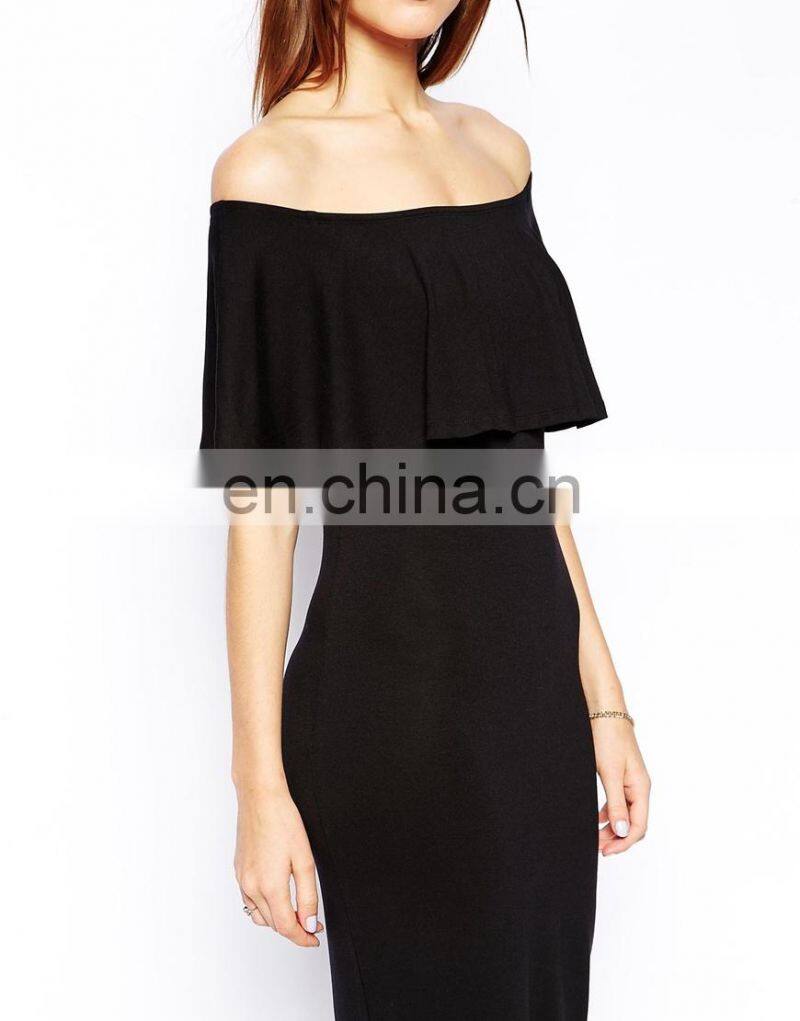 CHEFON Ruffle top midi bodycon dresses