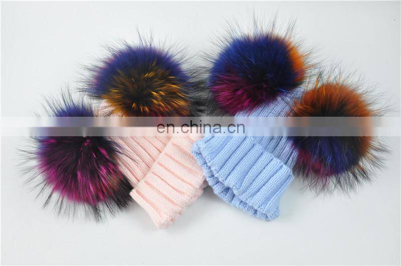 Wholesale Custom Colorful Double Poms Hat Winter Newest Cute Kids Hats Knitting Beanie Hat Kids