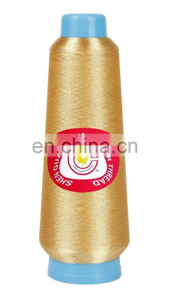 Golden threads of metallic yarn from Chinese factory