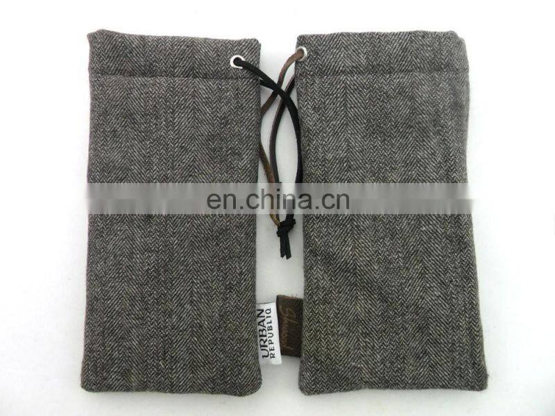 custom gray print cotton drawstring sunglasses bag goggles pouches