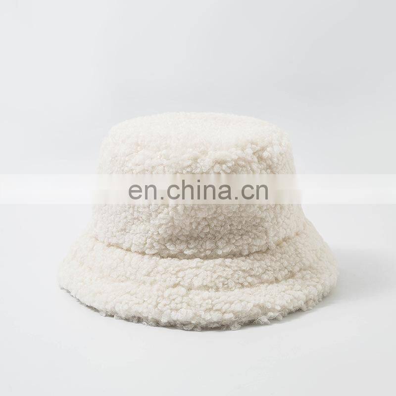 Women Hat Solid Artificial Fur Warm Female Faux Fur Winter Bucket Hat Autumn Winter Fashion Girl Outdoor Street Casual hats