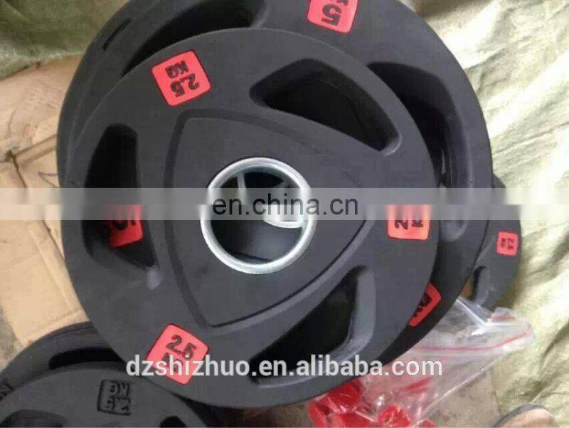 Good quality black tri-grips rubber weight plate AM05