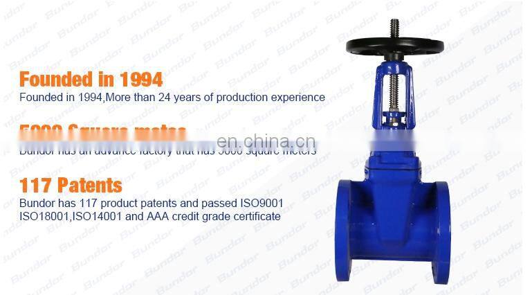 Bundor ISO TS approved DN50-1200 ductile iron Flange Gate Vlaves