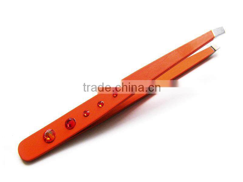 Eyebrow Tweezer - Powder Coated Crystal Decorated