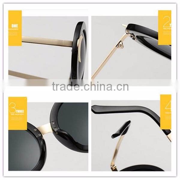 designer unique style fashionable full metal frame mirror round sunglasses with sun and star decoration