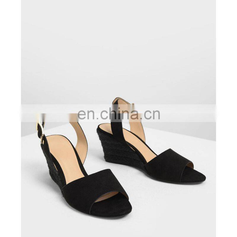 Women beautiful handmade open toe chunky heels wedge footwear with chunky metal buckle closure sandals shoes (sandalias mujer)