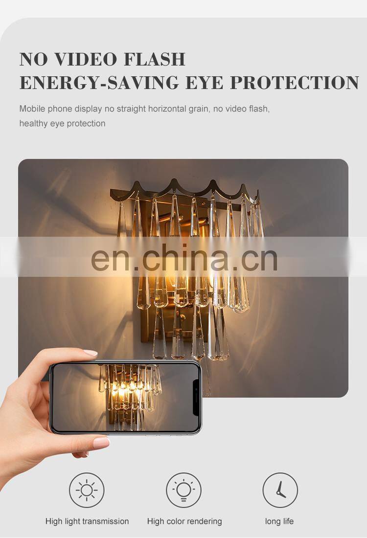 Luxury Design Corridor Home Hotel Decoration Fixtures Crystal Indoor Wall Lamp