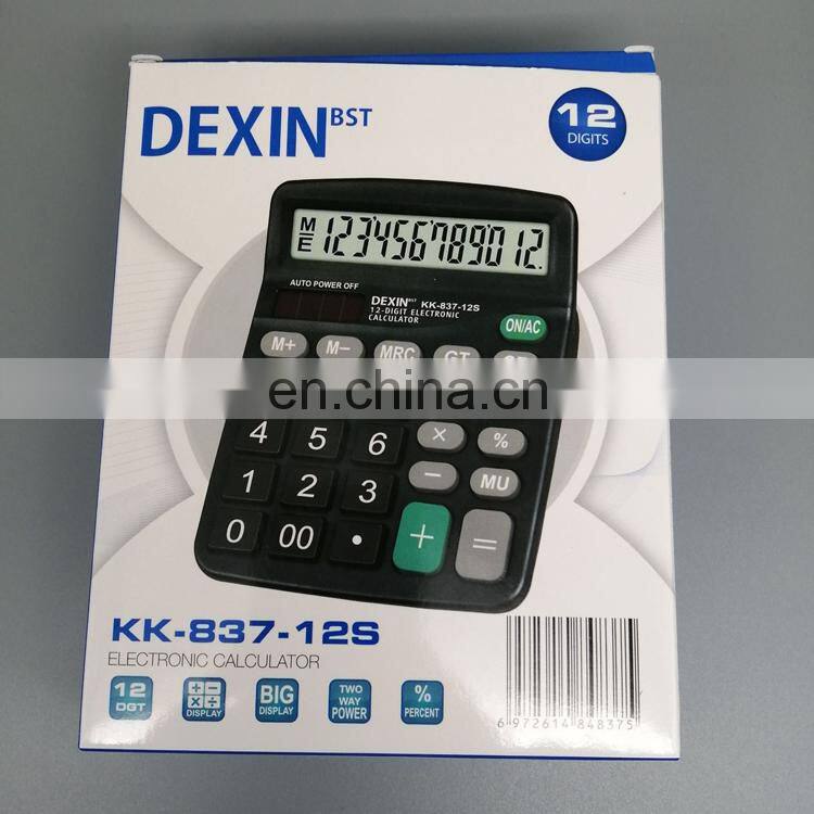 Factory Supply Original Dexin 12 Digit Dual Power Desk Real Solar Energy Cheap Two Power AA Battery Desktop Office Calculator