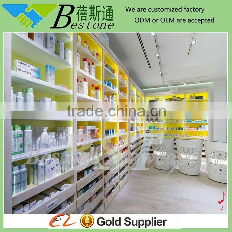 Modern retail store used wooden medical furniture display for sale