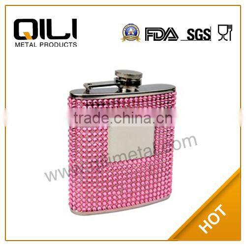 2014 new type 7oz hot transfer Leather wrapped stainless steel popular luxury whiskey flask