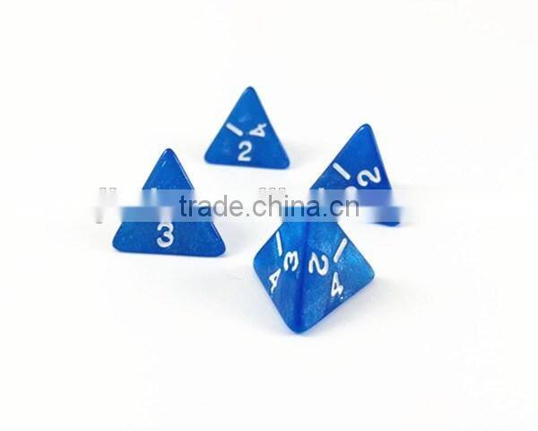 blue pearl custom 4 sided game dice with number embossed