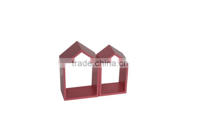house shape wooden cube display mini wall shelf