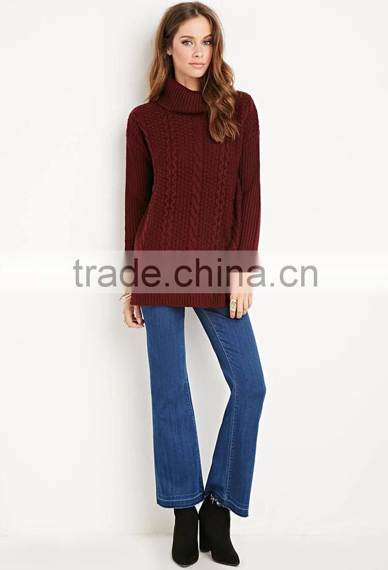 2016 New fashion design winter knitted wool cashmere woman sweater